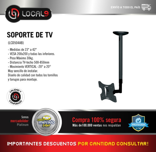 Soporte Tv Lcd Led De Techo Extensible 32 40 Pulgadas