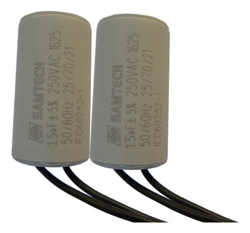 Capacitor 15uf -250v 2 Peças Para Partida Do Motor De Portão