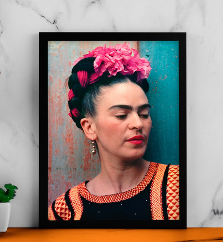 Cuadro Decorativo 34x45 Cm, Marco Con Vidrio Frida Kahlo