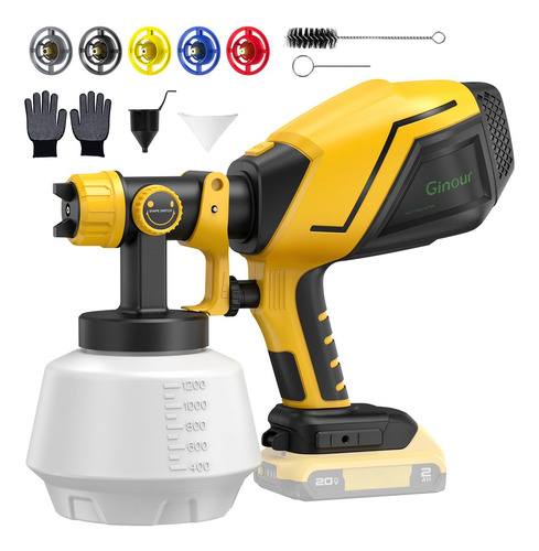 Pulverizador De Pintura Inalámbrico Ginour 1200ml Hvlp