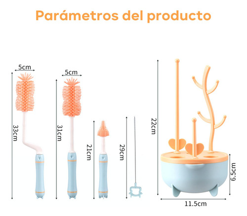 Cepillo Para Biberones De Silicona 5 En 1 Multifunción