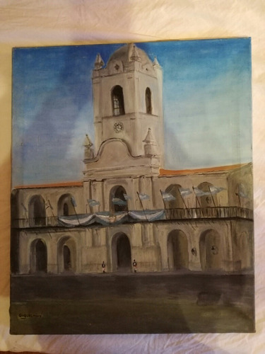 El Cabildo Buenos Aires Oleo Sobre Tela 50x60cm Firmado