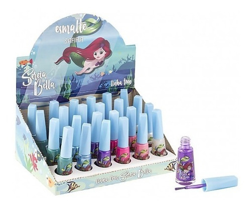 Caixa 24 Esmaltes Sereia Bella Infantil Teen Kit Atacado 