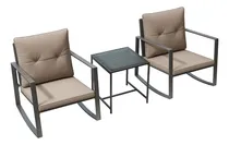 Comprar Set Patio Y Jardin De Mimbre Negro 3 Piezas Sillas Mecedoras