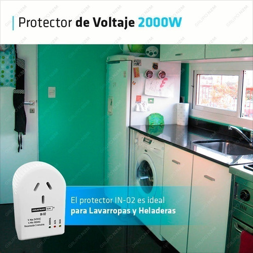 Protector Voltaje 2000w Heladeras Lavavajillas Freezer Aires Color Blanco