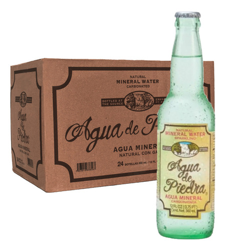 Pack 24 Agua De Piedra Con Gas 360 Ml + Ron Flor De Caña Bla