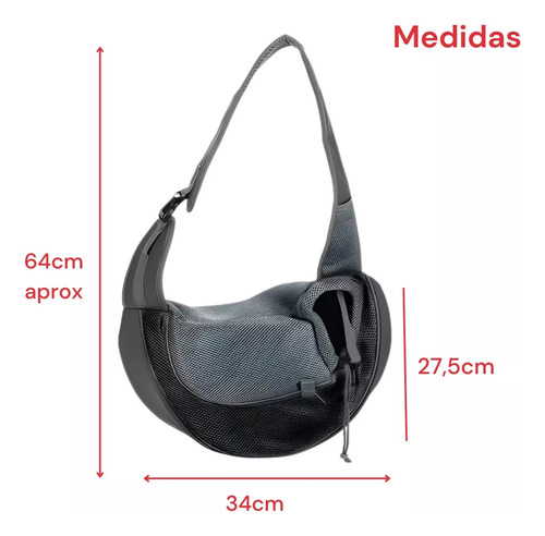 Bolso Bandolera Transporte Cómodo Para Mascotas Perros Gatos Gris