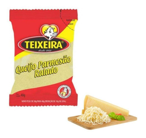 Kit 06 Pacotes Queijo Ralado Teixeira Parmesão 40g