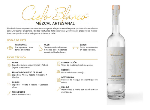 Mezcal Artesanal Cielo Blanco | Tobala Y Espadín | 750 Ml.