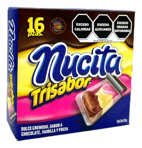 Nucita Sabor Trisabor Chocolate Vainilla Fresa 16 Piezas