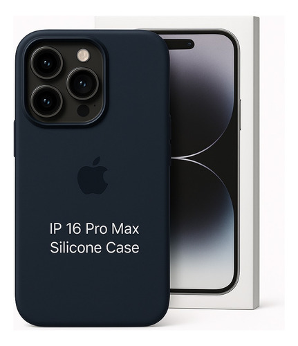 Funda Iphone 16 Pro Max Silicona Logo + Vidrio De Regalo! Azul Oscuro Silicona