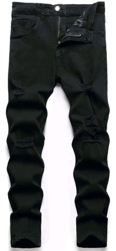 Pantalon Hombre Caballero Negro Jeans Jogger