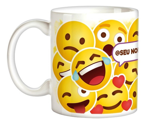 Caneca Personalizada C/ Seu Nome Emoji Emoticons Emotions   