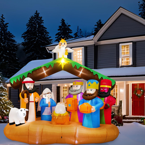 Chaleco Inflable Navideño Con Diseño De Belén, 2,1 M, Para D