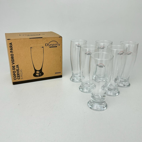 Jogo Com 6 Copos Tulipa Para Cerveja De Vidro Dynasty 200ml Cor Água