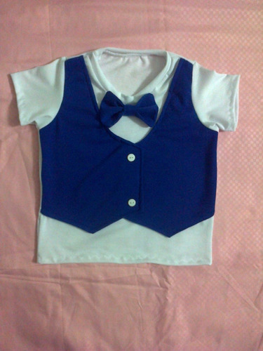 Ropa Bebe, Franela De Bebe Decorada Con Chaleco Y Corbatín.