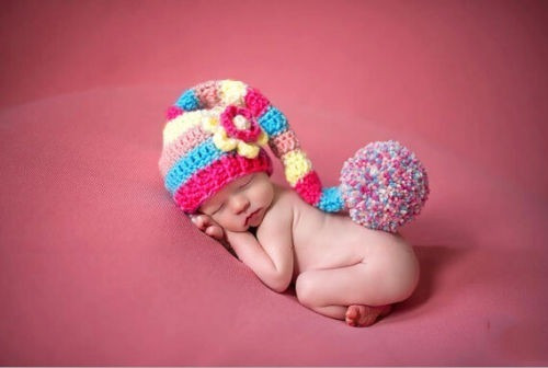 Imagem 1 de 1 de Touca Croche Modelo Elfo Candy Gorro Newborn Para Bebês Bonê