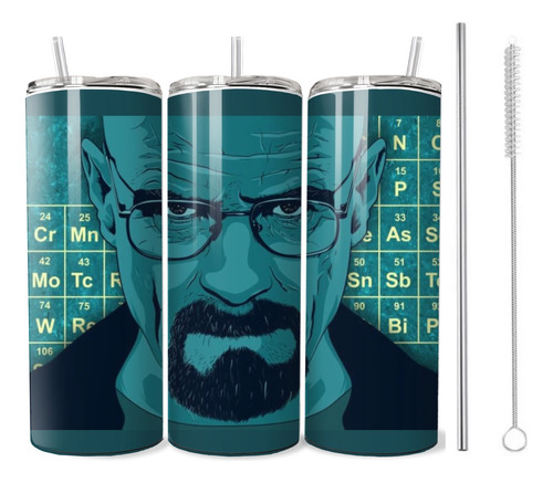 Termo Breaking Bad Walter Termo Skinny+popote Acero Inoxidab