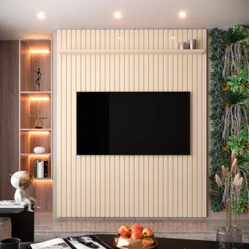 Painel Ripado Para Tv Até 75 Polegadas Intense 180cm Cor Off White