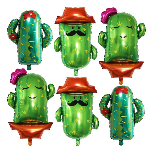 6 Globos Grandes Con Forma De Cactus Para Decoración De Fies