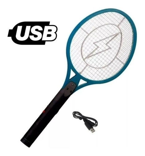 Imagen 1 de 4 de Raqueta Paleta Mata Mosquitos Moscas Recargable Usb