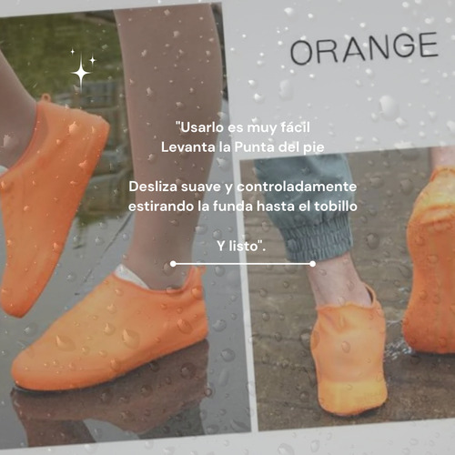 Cubre Zapato Silicona Impermeable Lluvia Naranja Naranja M