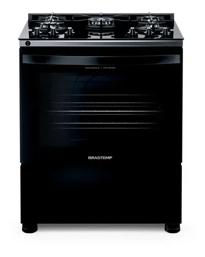 Fogão Brastemp BFS5VCE 5 Bocas Preto Com Mesa de Vidro e Turbo Ch...