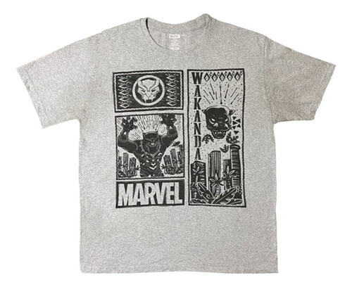 Polera Remera Original  Wakanda  Gris - Marvel Comics