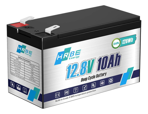 Hrbeenergy Batería De Litio Recargable Lifepo4 De 12 V 10 Ah