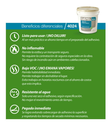 Adhesivo Pegamento Piso Vinilico Alfombra Isepel 4024 X 25kg