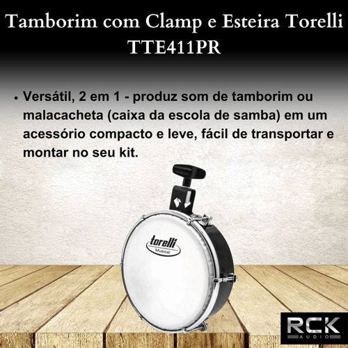 Tamborim Com Clamp E Esteira Torelli Tte411pr