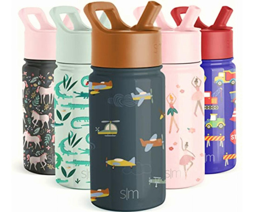 Simple Modern Kids Water Bottle With Straw Lid | Insulated Color -wheels Up