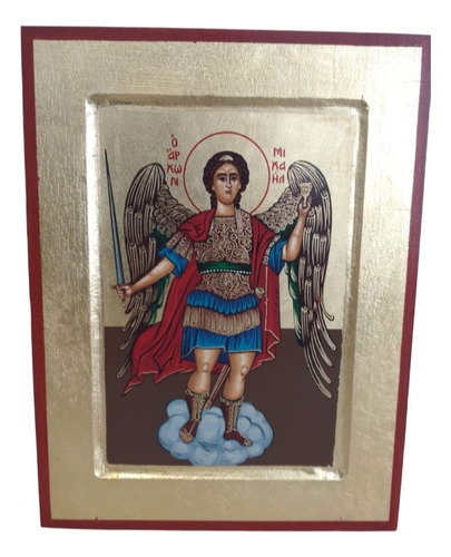 Icono Fino San Miguel Arcángel Italiano 23.5 X 18.5 Cm 