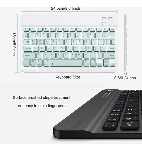 Teclado Bluetooth Acolarid Ultradelgado Recargable Verde