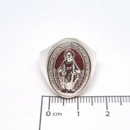 Imagen 6 de 8 de Anillo Plata Medalla Milagrosa Ovalado Tipo Sello