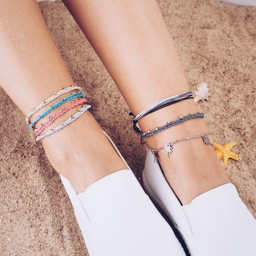 Lorsoilyn Pulsera De Tobillo De Palmera Tobillera De Cuerda