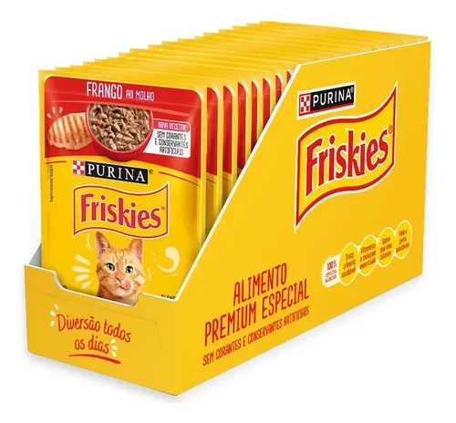 Kit 15un Sache Friskies Gato Frango Molho 85g Petisco Felino