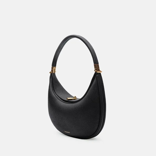 Bolsa Media Luna De Mujer Con Asa Elegante Y Minimalista Negro