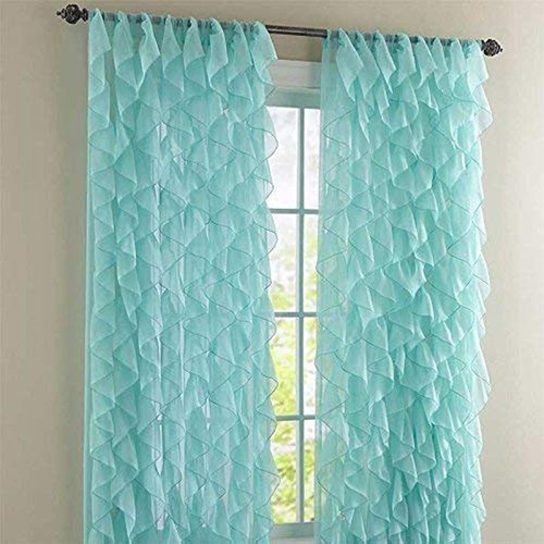 Rooney 2pc Sheer Voile Ruffled Curtain Panels (mar, 50  X 63