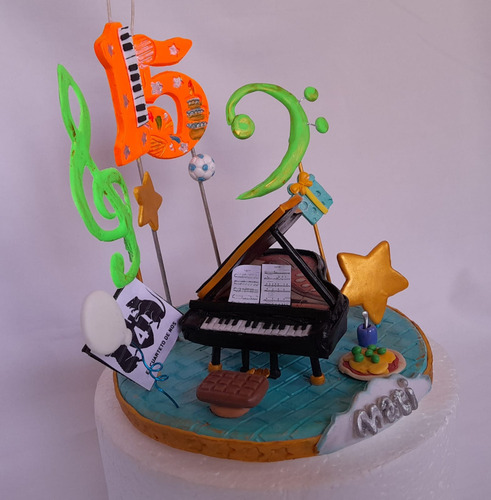 Adorno De Torta Con Número Vela Nombre Piano De Cola Y Más Piano De Cola