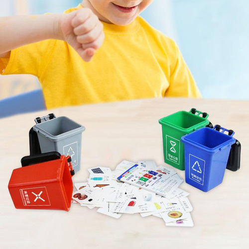 Mini Juguete De Clasificación De Cubos De Basura Con Largo