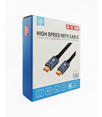 Cable Hdmi 5 Metros 2.0 Ultra Hd 4k 3d Alta Velocidad Cables