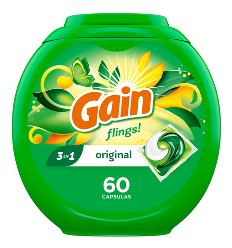 Detergente En Cápsulas Gain Pods Flings Original 60un