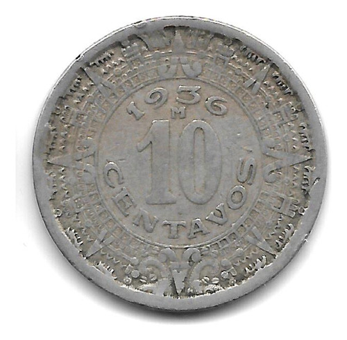 México Moneda De 10 Centavos Año 1936 Km 432 - Vf