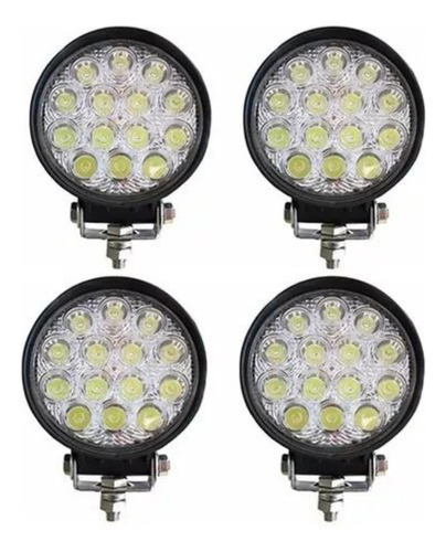 Pack 4 Faros Auxiliares  14 Led 42w Spot Flood 4x4 Off Road 