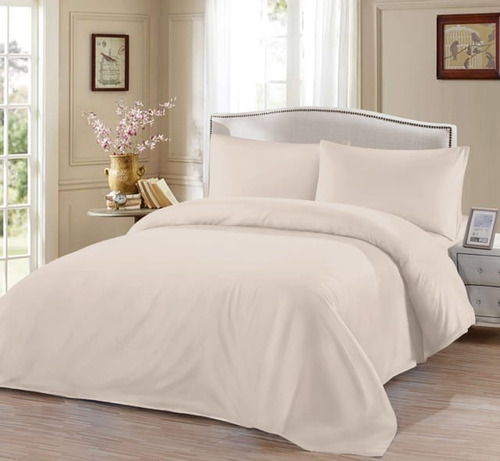 Juego De Sabana En Frazada Flannel Super Abrigo 2 1/2 Teka Beige Liso