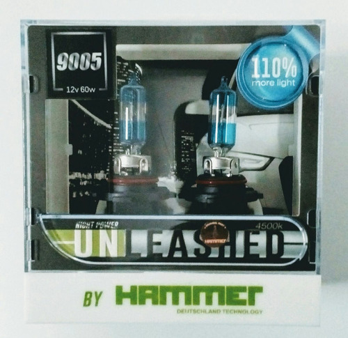 Bombillos 9005 Hammer Unleashed 110%+luz 4.500k 12v 60/55w