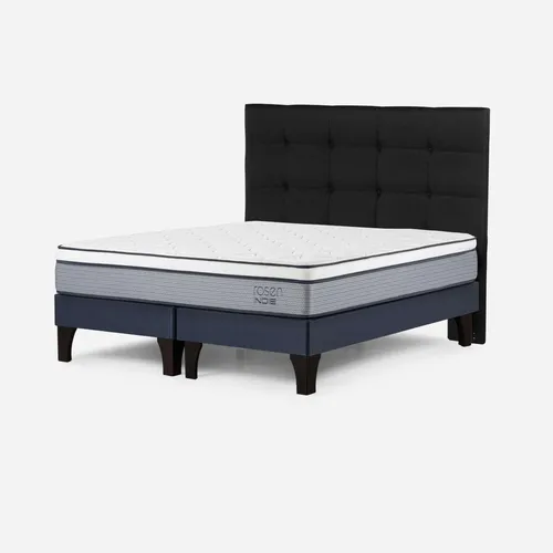 Cama Indie 2 Plazas Pata Madera Bd + Respaldo Issey Grafito