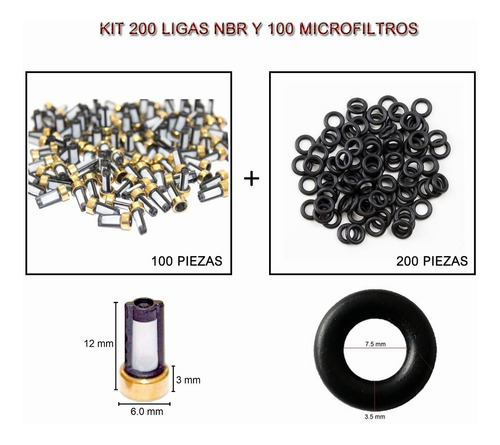 Microfiltros Y Ligas Para Inyectores (paquete 300 Piezas)