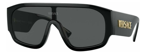 Lentes de sol pretas Versace Ve4439 novas e originais. Cor da lente: preto, cor da haste, preto, cor da moldura, preto, design minimalista